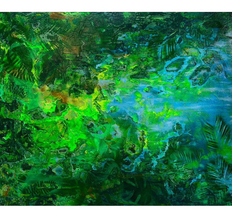 "Dans la recherche du paradis" par JP Kilkenny - Peinture encadrée, art mural, Image au gel brossé