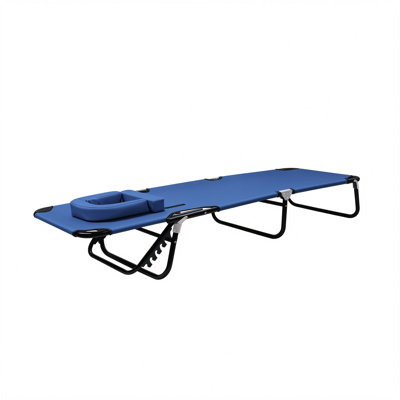 Foldable Camping Cot for Adult, Adults Reclining Folding Chaise for Indoor Outdoor Travel, Heavy Duty Summer Lounger Chair with Face Hole, Height Adju