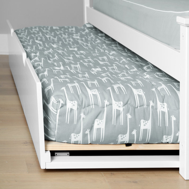 Borel Solid Wood Twin Trundle Bed, White