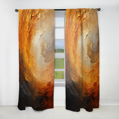 Gold Orange Desert Mirage Spiral I - Abstract Spirals Curtain - Velvet Room Darkening - 1 Panel