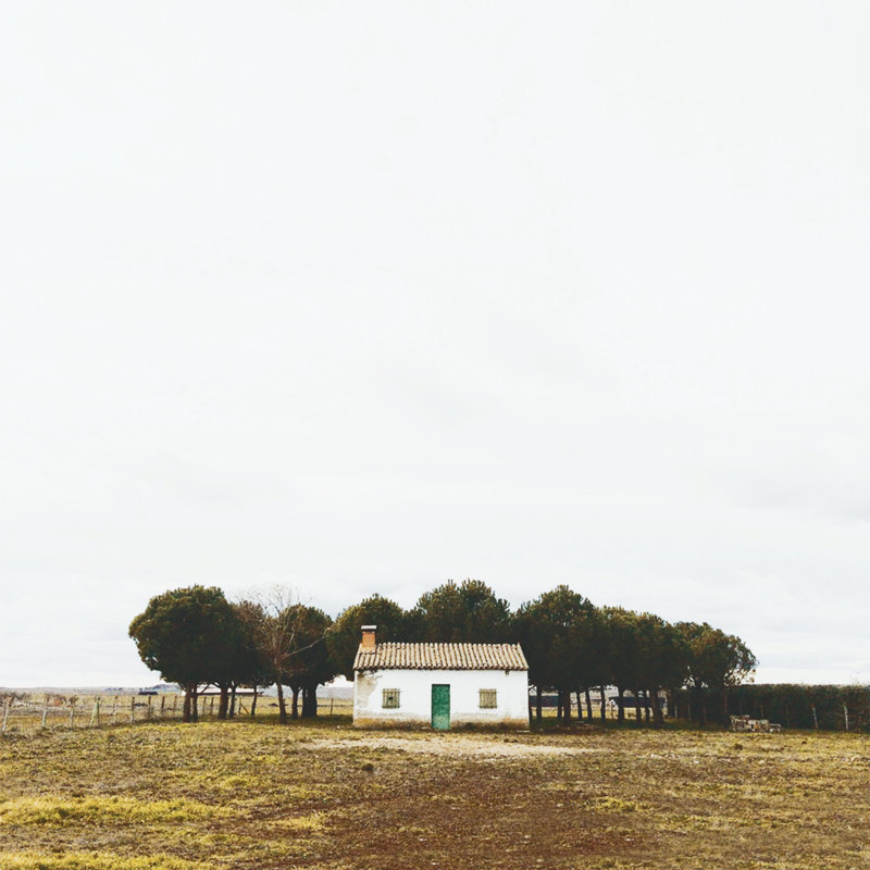 House With Trees Colour - Wrapped Canvas Print, 30cm H x 30cm W x 3.8cm D