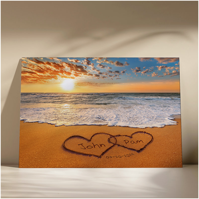 Art mural personnalisé sur toile Sunset Beach Heart, H 24 po x l 16 po, Oui