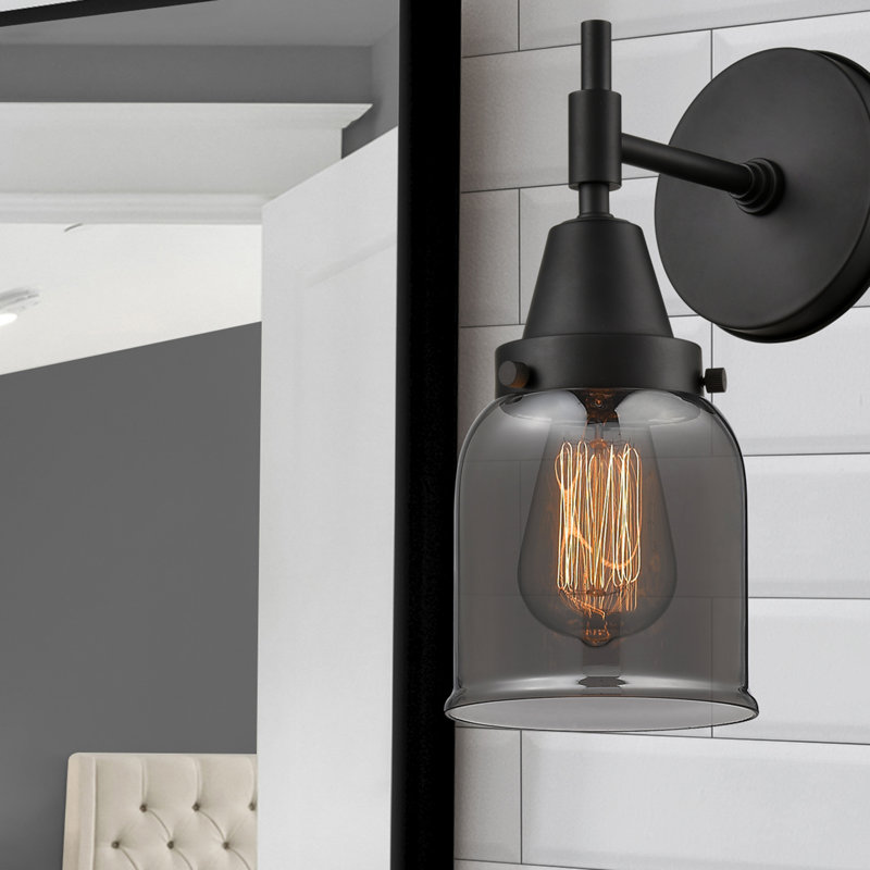Gayle Chrome Armed Sconce, Matte Black, Plated Smoke, LED