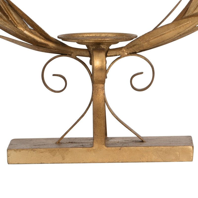 Porte-bougie à couronne laurel 20" -doré