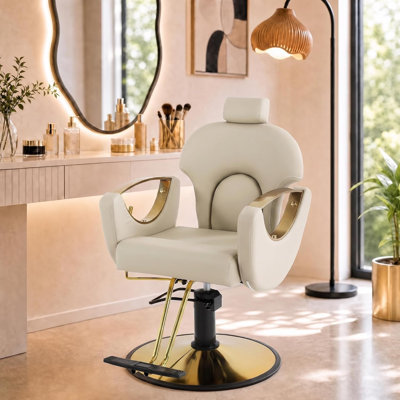 Reclining Barber Chair, Height Adjustable Hydraulic Salon Chairs, Hair Stylist Chair for Barbershop