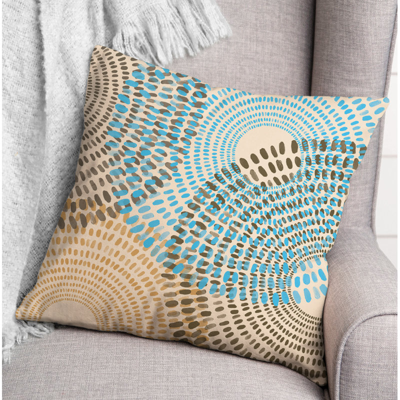 Geometric Outdoor Throw Pillow, Brown/Blue, Geometric 1