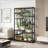 Spacious Geometric Bookcase, Metal & Wood, Industrial Style For Home
