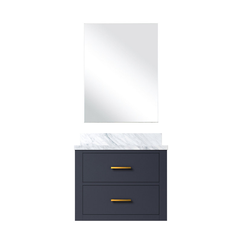 Meuble-lavabo bleu 24 po L 18 po x P 18 po Comptoir et miroir, Bleu