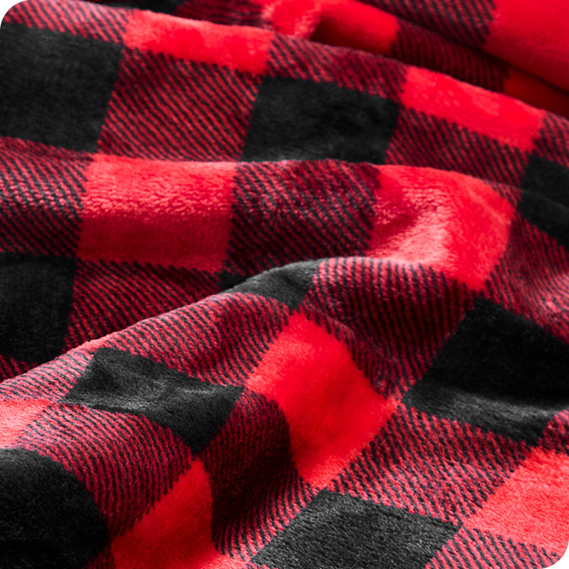 Couverture imprimée Microplush, Très grand simple, Rouge / Noir