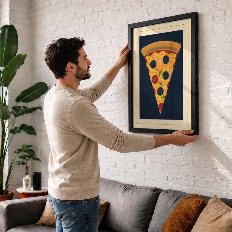 Slice of Gold Modern - Framed Print, Walnut, A4 - 29.7 x 21.0 cm