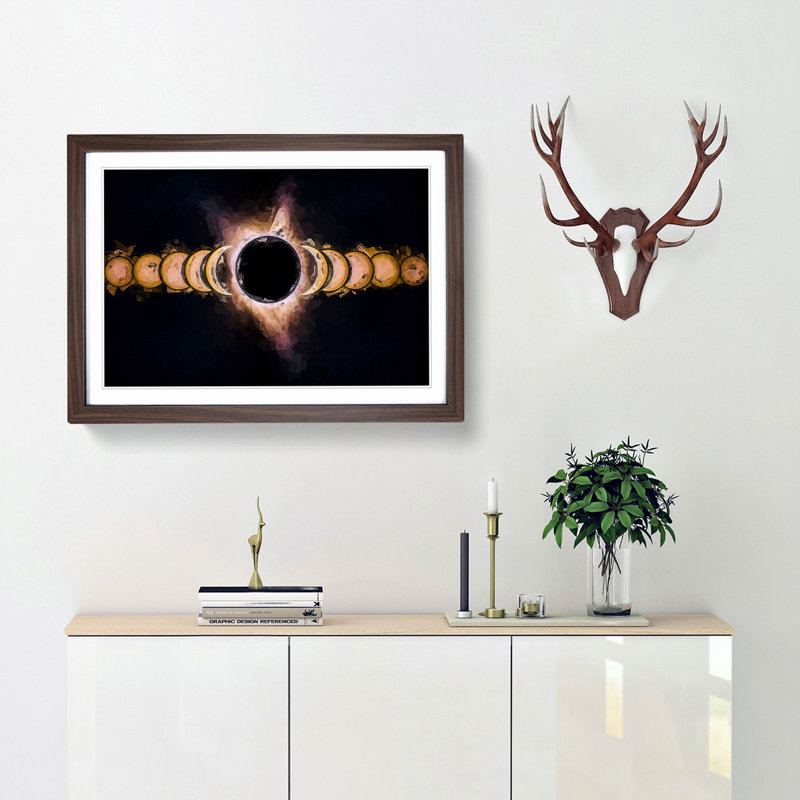 The Eclipse in Abstract - Picture Frame Graphic Art Print, 62cm H x 87cm W x 2cm D, Walnut Framed