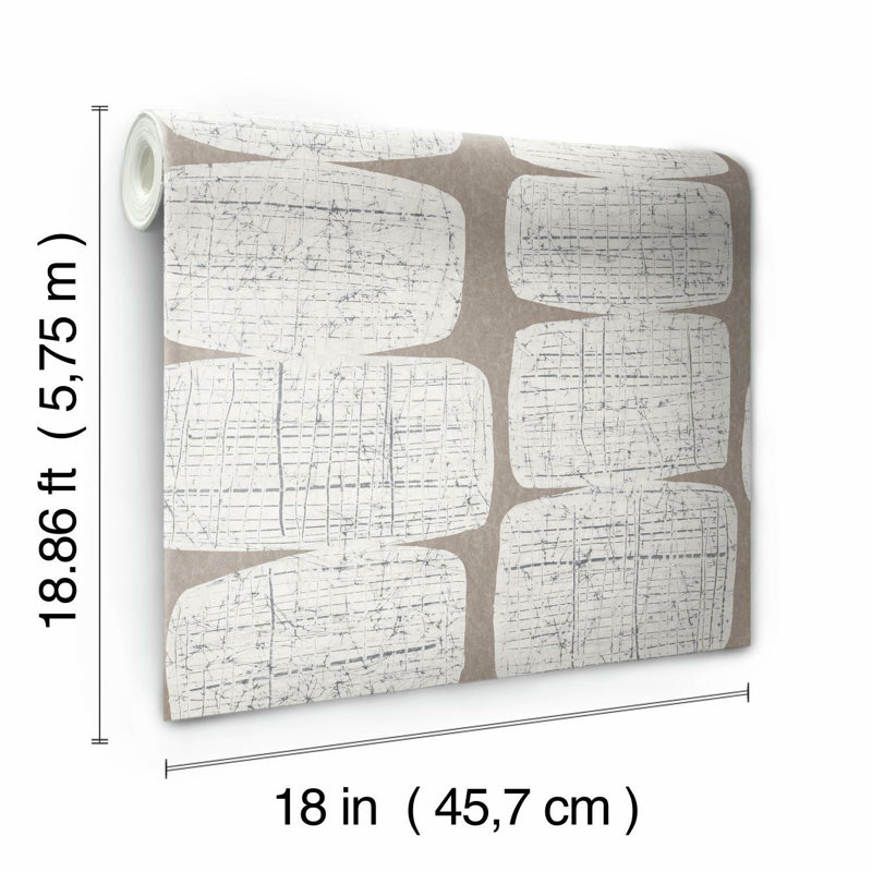 Rouleau de papier peint N'Keal Mid-Century L 18,86 pi x l 18 po, Gris