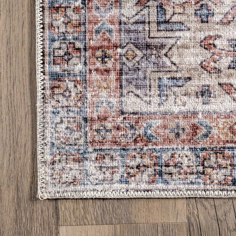 Eckhoff Medallion Machine Washable Area Rug for Living Room Bedroom Dining Room Kitchen, Rectangle 6' x 9'