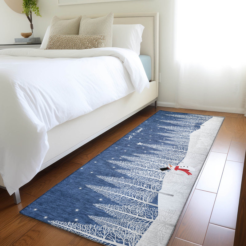 Premium Machine Washable Cerrito AMF223 Blue Rug, Runner 2'3" x 7'6"