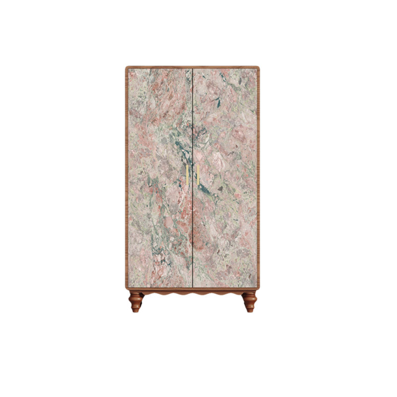 Garde-robe moderne pour chambre double, Noyer / rose
