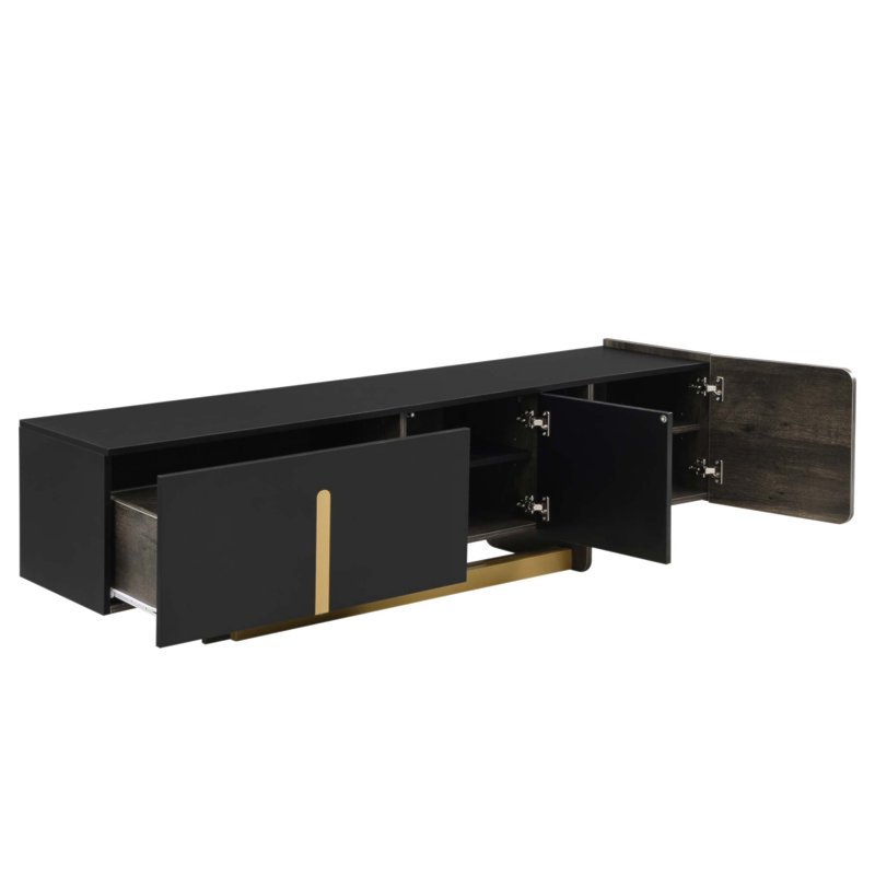 66.7'' Light Luxury TV Stand For Tvs Up To 70 Inches, Modern TV Cabinet With Metal Legs, 1 Drawer, 2 Cabinets And Adjustable Shelves For Living Room