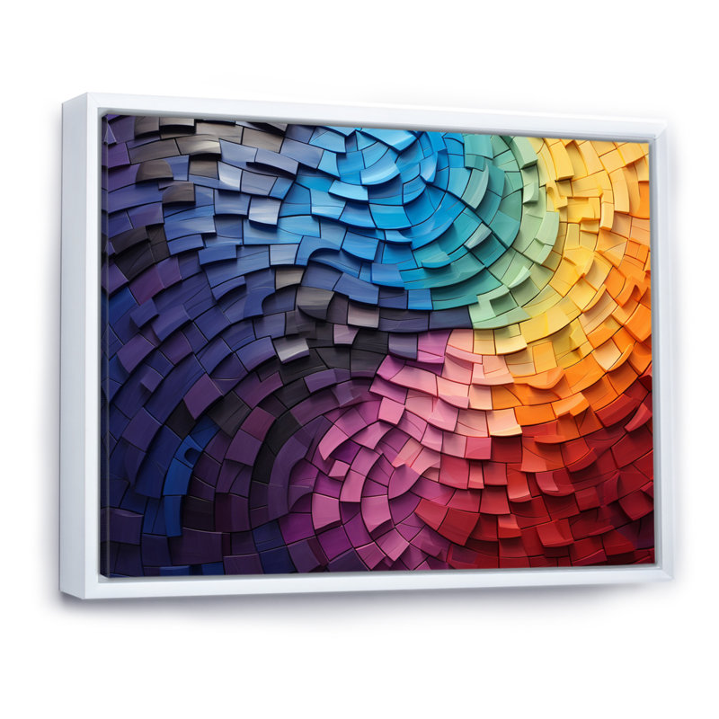 Abstract Rainbow Colourful Arch Collage On Canvas Print, White Floater Framed, 30" H x 40" W x 1.5" D
