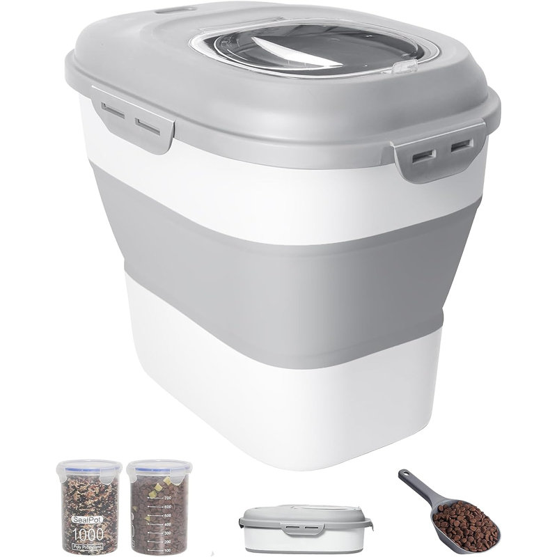 32 lb Contenant alimentaire en polyéthylène, Gris