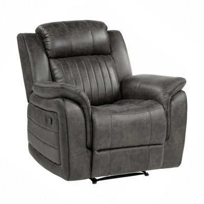 1Pc Reclining Chair Plush Comfort Pillow-Top Arms Vertical Tufting Solid Wood Transitional Living Room Furniture