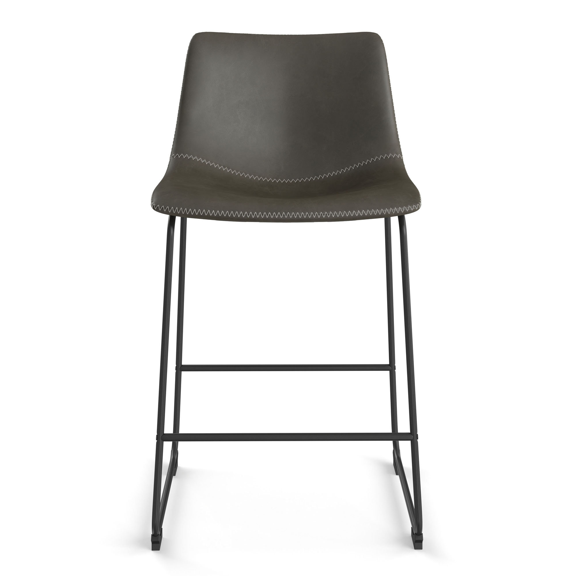 Nia Vegan Leather Bar & Counter Stool, Gray, Black, Counter Stool (24" Seat Height)