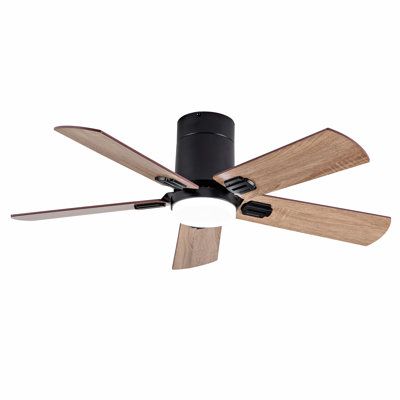 42-Inch Low-Profile Ceiling Fans With Light And Remote, Dimmable Led, Quiet Reversible Dc Motor, For Bedroom Indoor Outdoor Use (Black)