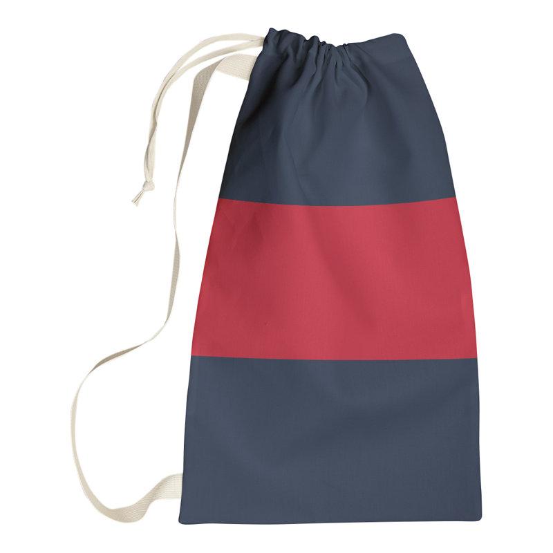 Fabric Laundry Bag with Handles, Small (29" H x 18" W x 1.5" D), Pittsburgh Navy/Red/Navy