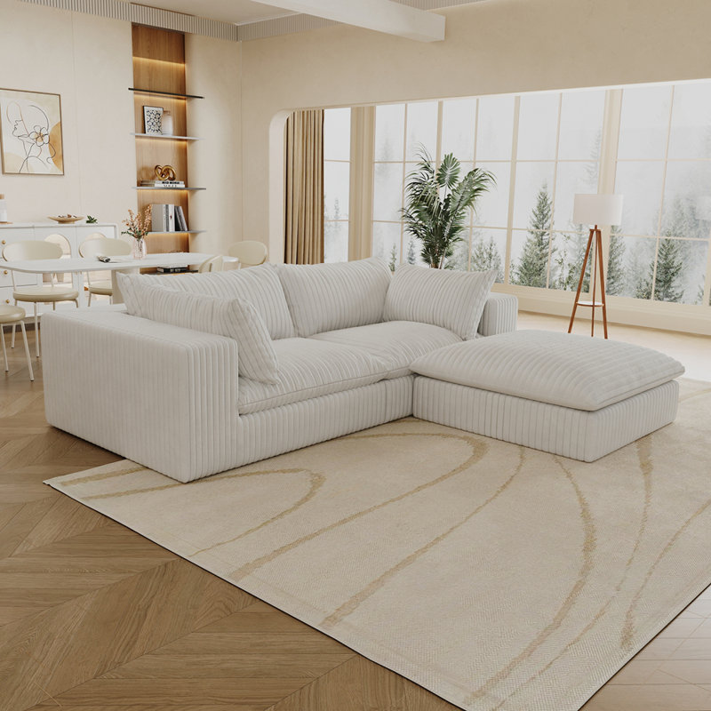 Luxueux canapé modulaire rembourré de plumes avec compression haute densité pour un confort et une polyvalence ultimes