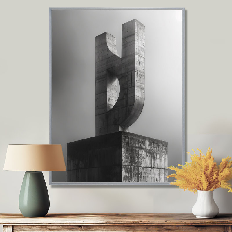 Monochromes architecturaux d'art III, reproduction d'art mural, Encadrement argenté, H 34 po x l 44 po