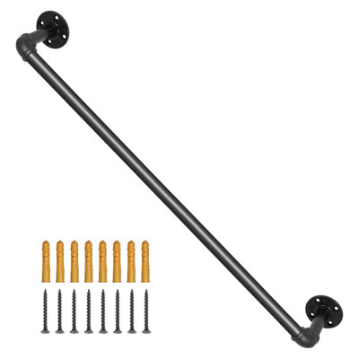 Pipe Stair Handrail 3ft Carbon Steel 1 Piece Black Round Corner
