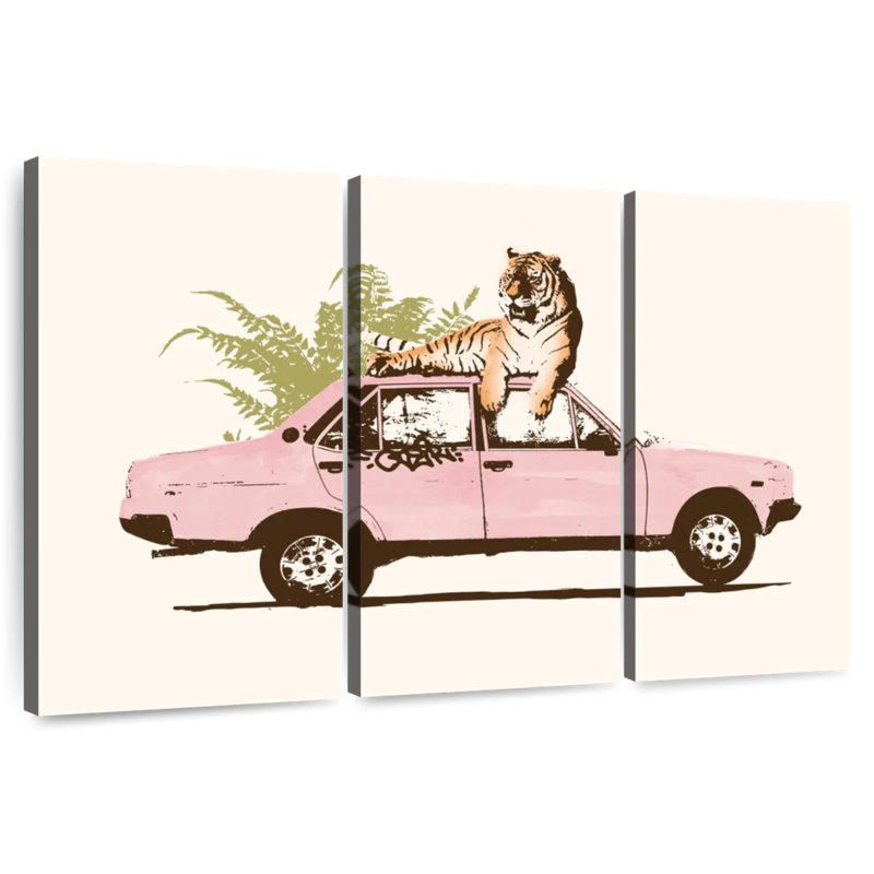 Mehar Tiger On Car, 28" H x 45" W
