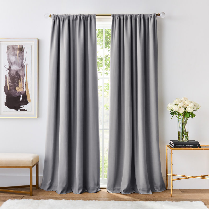Karl Lagerfeld Paris Silky Cloud Curtain Panel Pair, Gray, 50" W x 84" L
