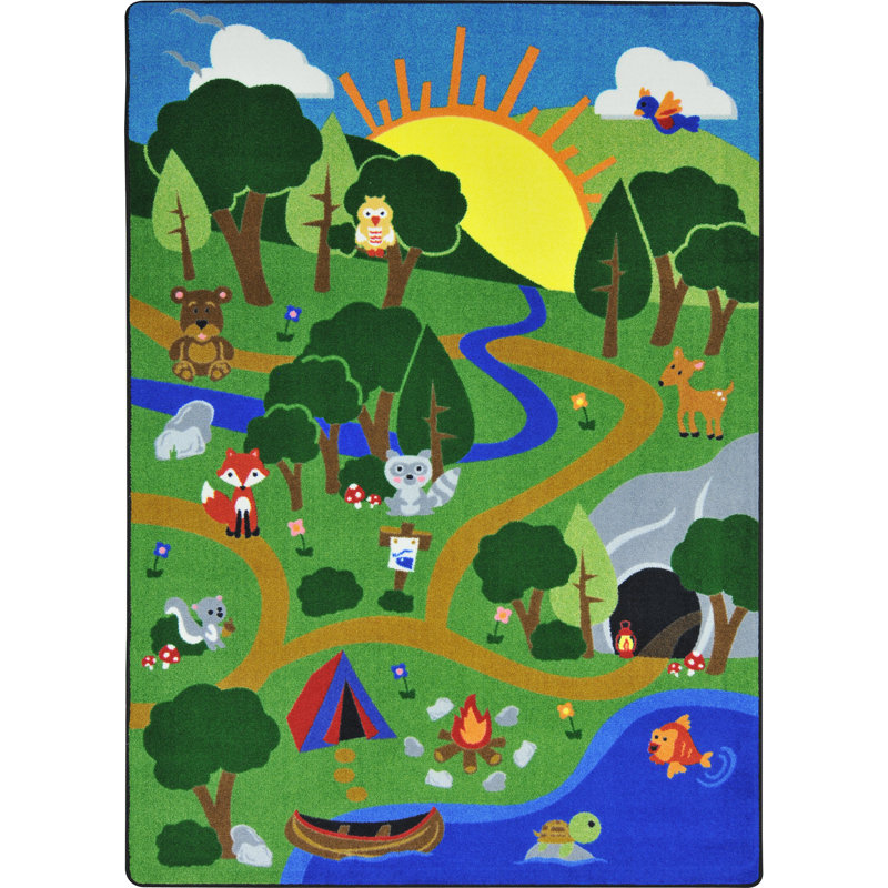 Rectangle Machine Tufted Nylon Rug, Rectangle 5'4" x 7'8"