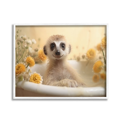 Reproduction d'art giclée encadrée de suricate et de bain par RB