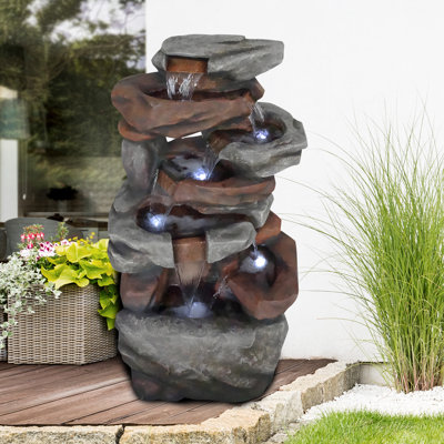 Cloda Natural Stone Rock Fountain with Lights