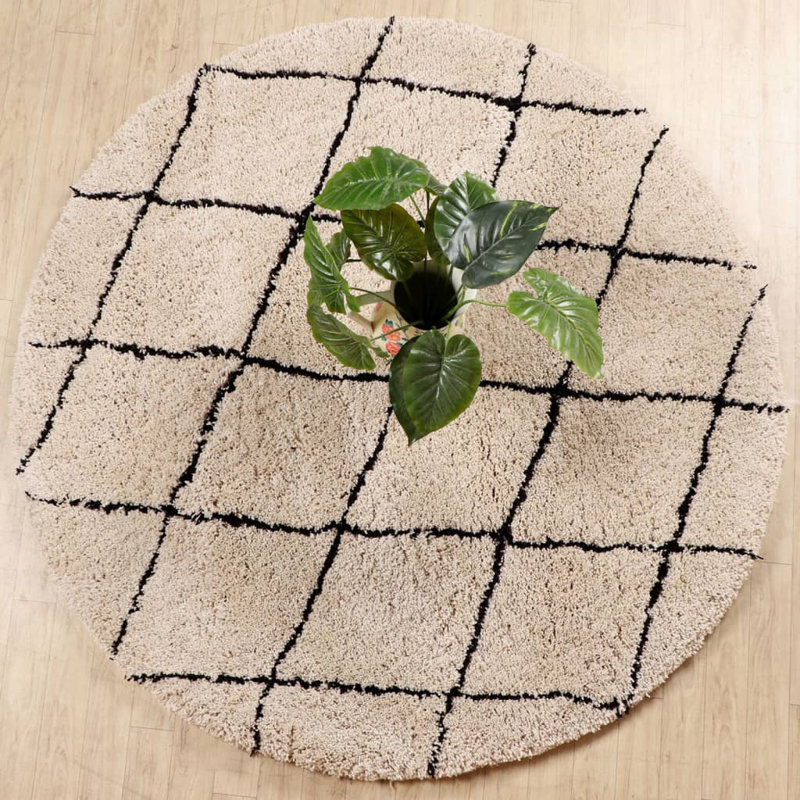 Berlin Geometric Hand Woven Shag Area Rug, Round 200cm