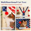 Arbre à chat drapeau américain pour chatons et chats âgés, tour de chat stable en coin de 45 po pour chat, étoile et rayures pour petits espaces avec 2 condos, hamac et griffoirs renforcés
