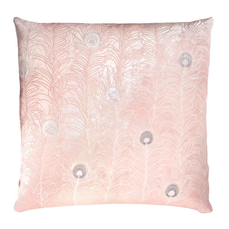 Peacock Feather Square Velvet Pillow Cover & Insert, Square 18", Aruba