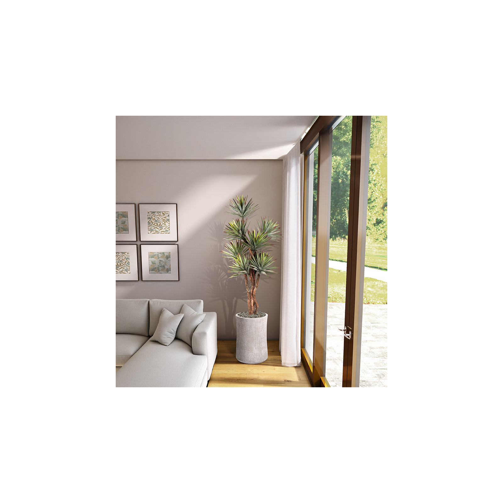 8' Agave Tree in White Weston Planter