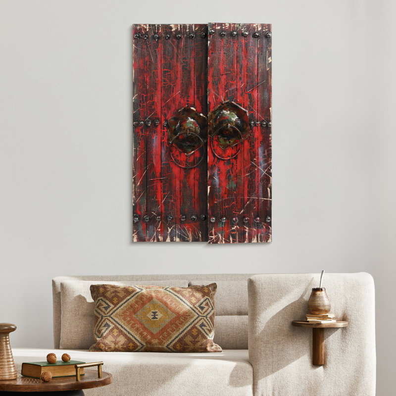 Décoration murale dimensionnelle en fer peinte à la main Ledezma «Antique Wooden Doors 1»
