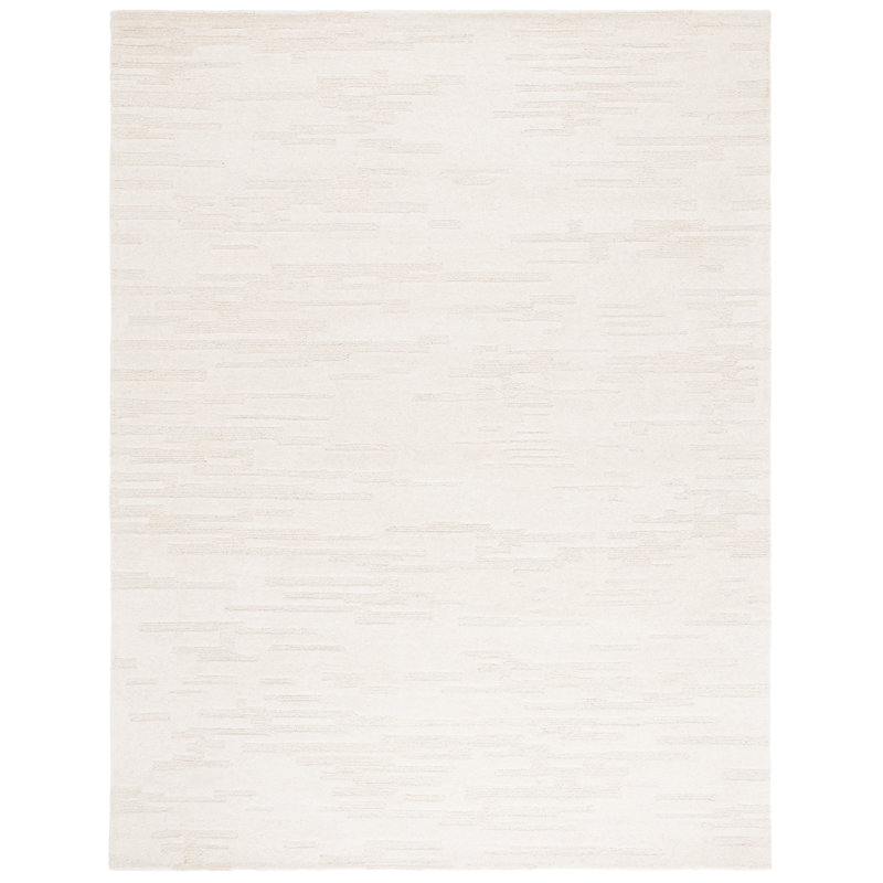 Tapis ivoire en laine / animal de compagnie / coton touffeté à la main Marqueeta, Rectangle 6 po x 9 po