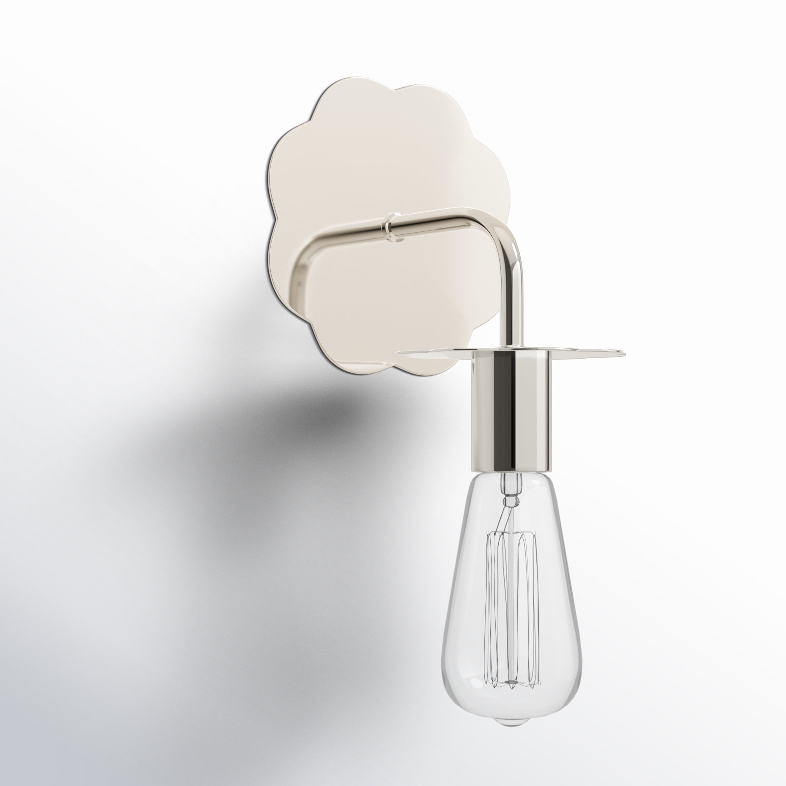 Single Light Dimmable Armed Sconce, Polished Nickel