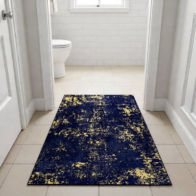 MAVAL Black Washable Rug Doormat Rug