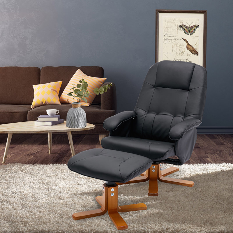 Fauteuil inclinable avec repose-pieds noir, Noir