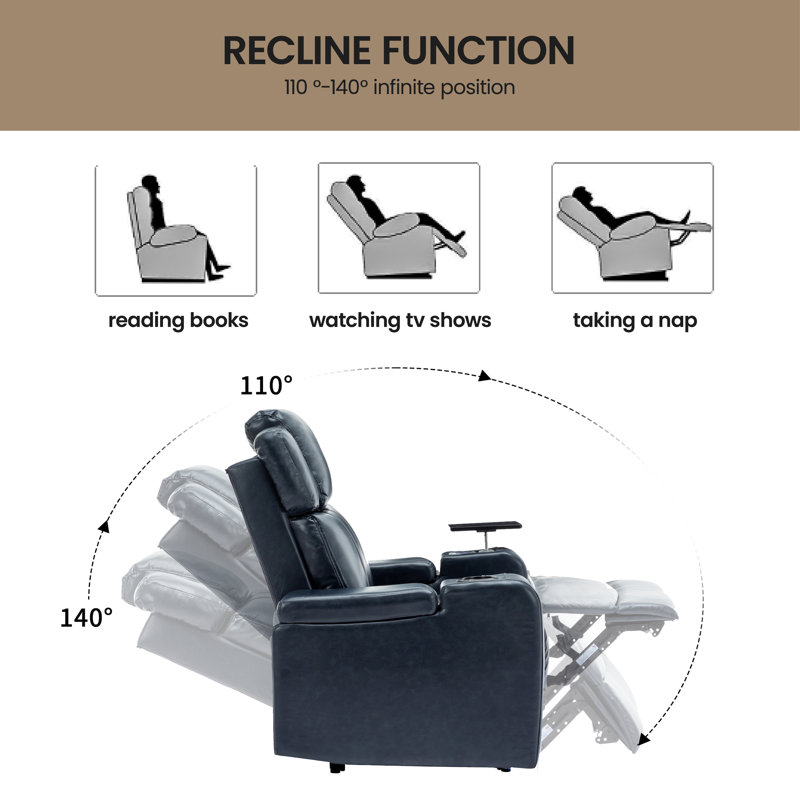 Fauteuil inclinable pivotant en cuir Khymir Vegan, Bleu