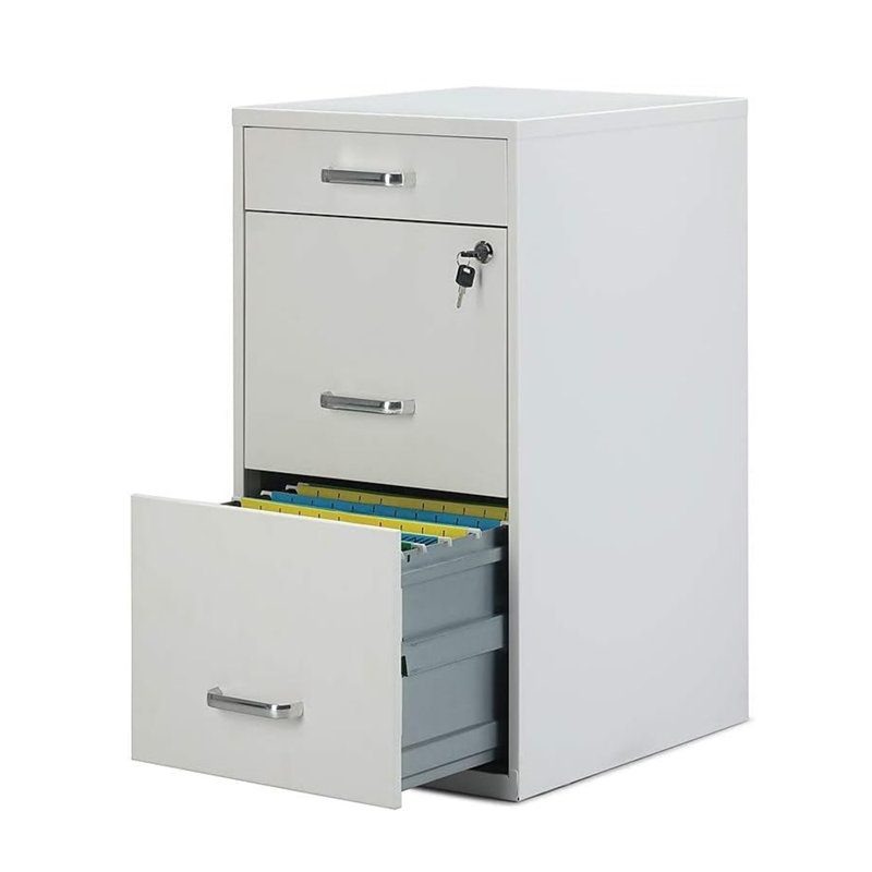 White 3-Drawer Lockable Metal Vertical Filing Cabinet
