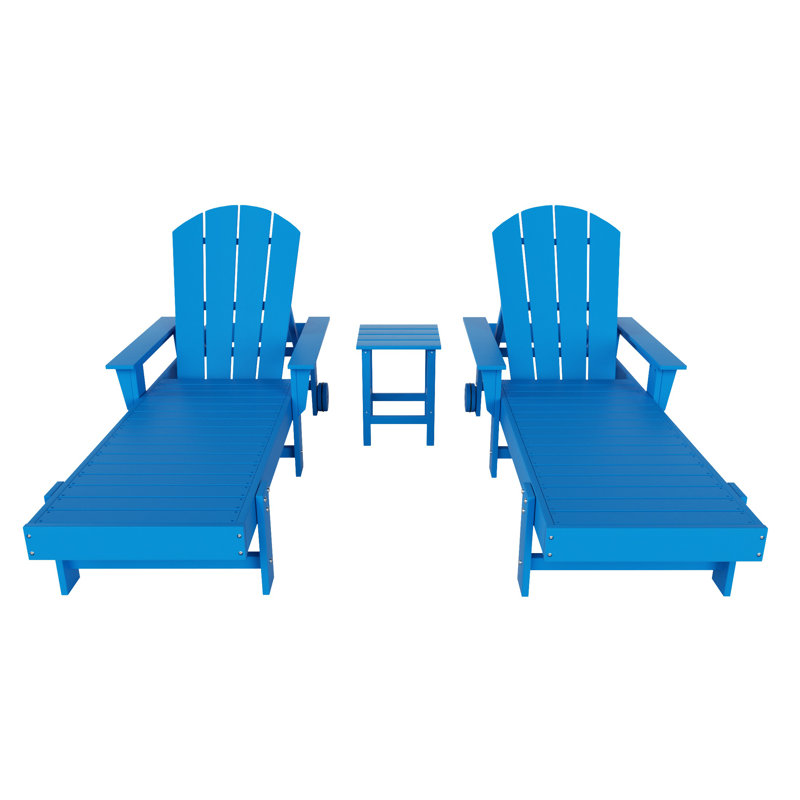 Laguna Outdoor Chaise Lounge Set with Table, Pacific Blue