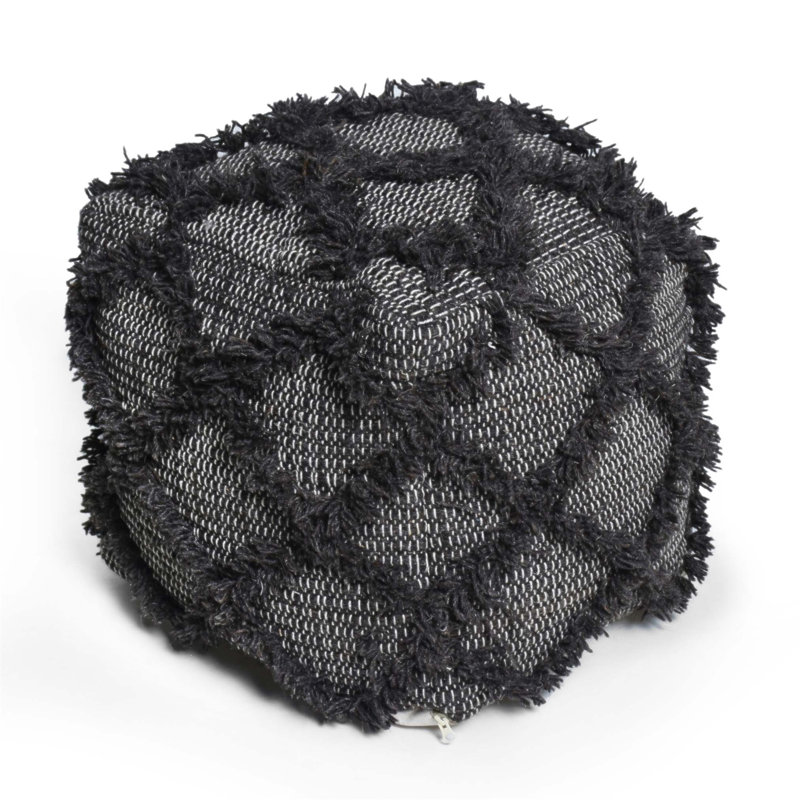 Pouf en laine et en coton Jumanji fabriqué à la main, siège durable et confortable pour l'intérieur, parfait pour se détendre et se détendre.