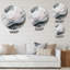 Marbre blanc et gris captivant I - art abstrait rond en marbre sur métal-88627734