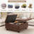 Mid-century Coffee Table with Nailhead Inlay,Modern Storage Stool with 2 Storage Doors-2025335754