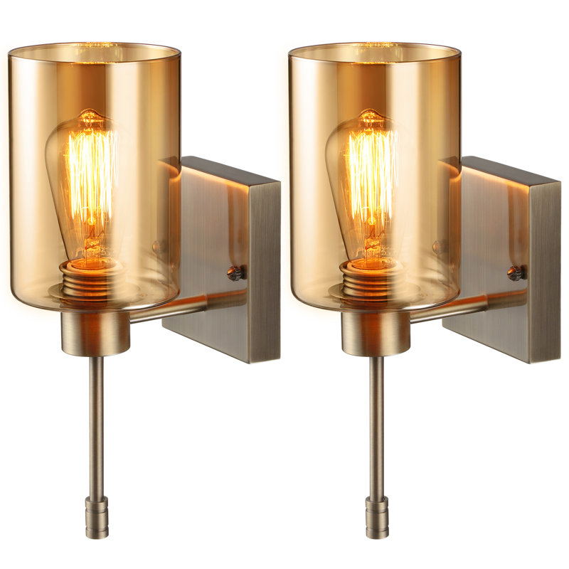 Applique murale d'intérieur rétro Eachann, ampoules de 40 W incluses, lumières de meuble-lavabo en verre, homologuée ETL